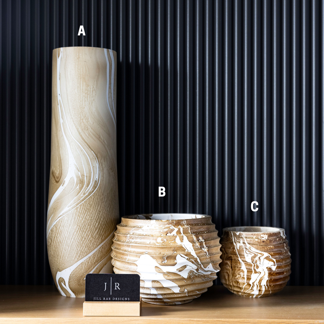 Natural Latte Mango Wood Marbleized Vase