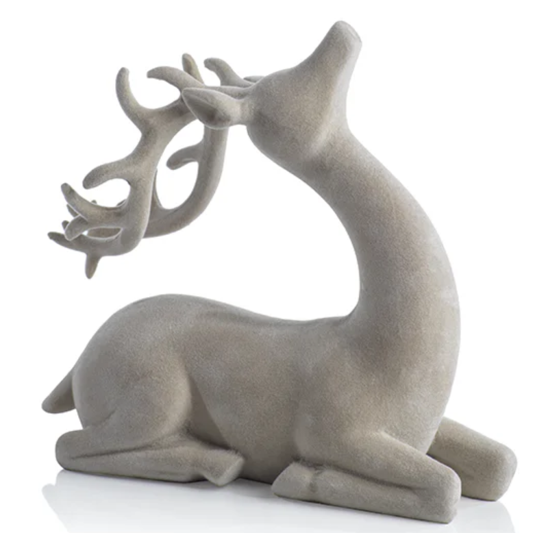 Flocked Cream Deer Collection