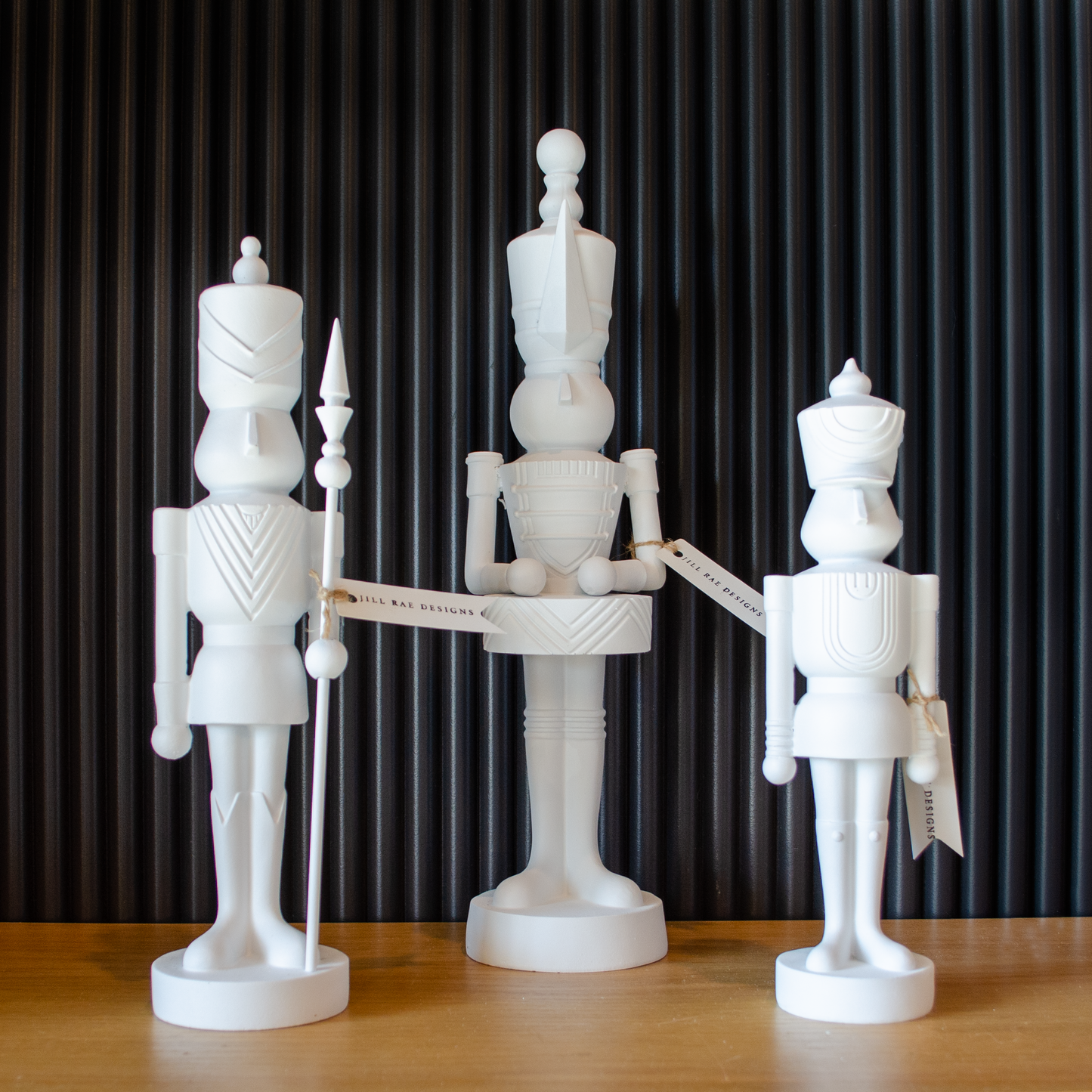Matte White Three Pieces Assorted Resin Soldiers