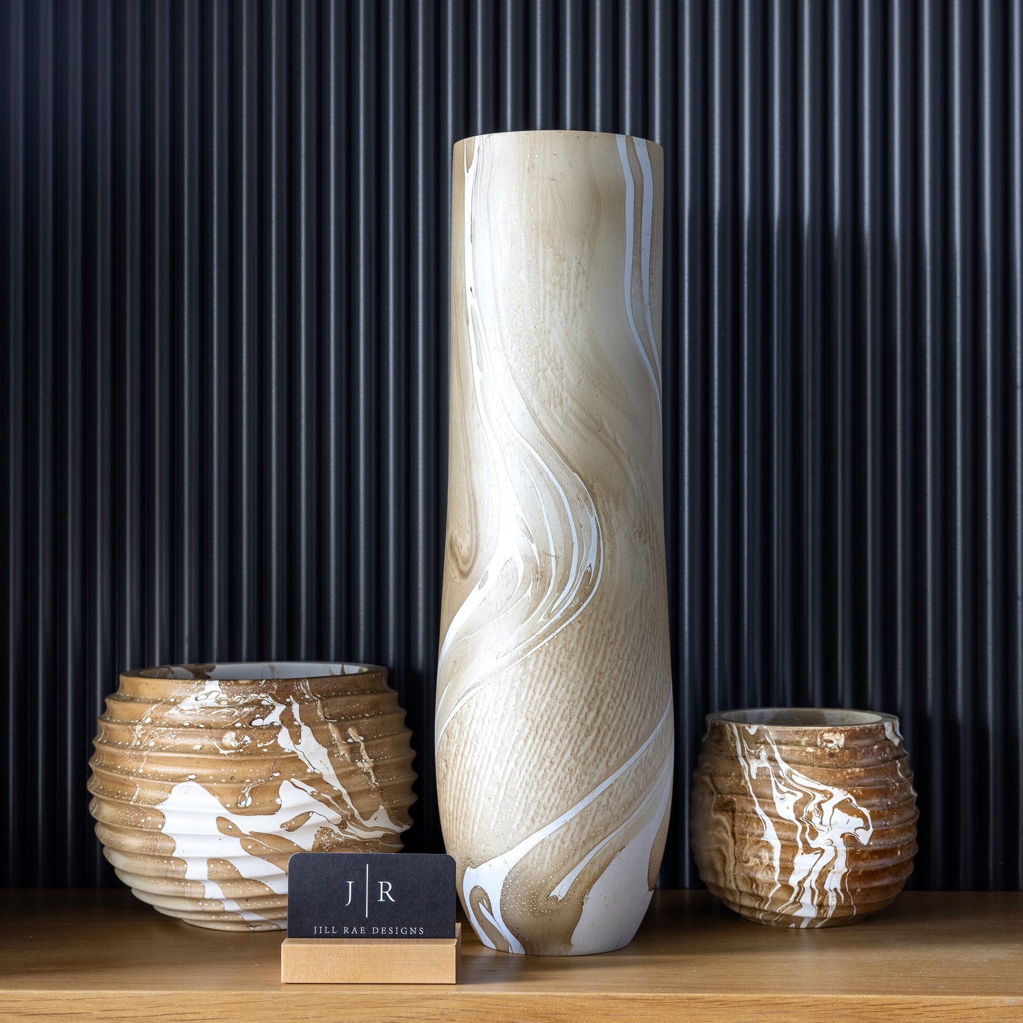 Natural Latte Mango Wood Marbleized Vase