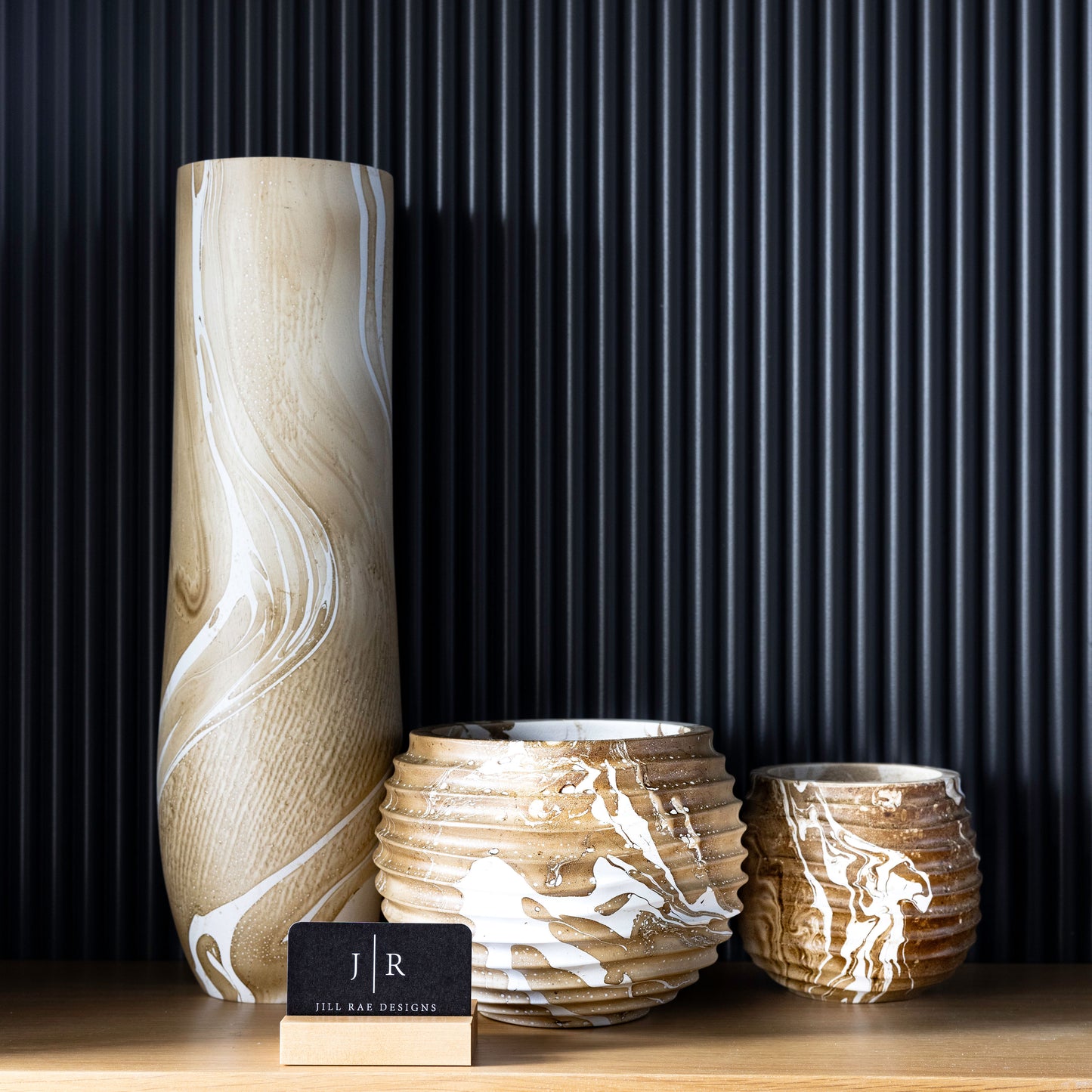 Natural Latte Mango Wood Marbleized Vase