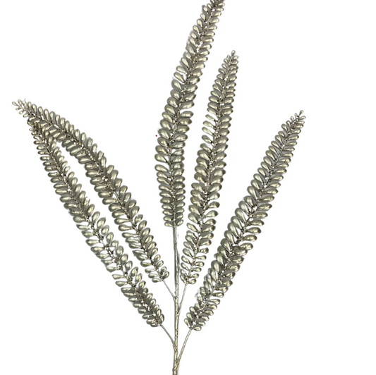 Platinum Metallic Glitz Wild Fern Spray