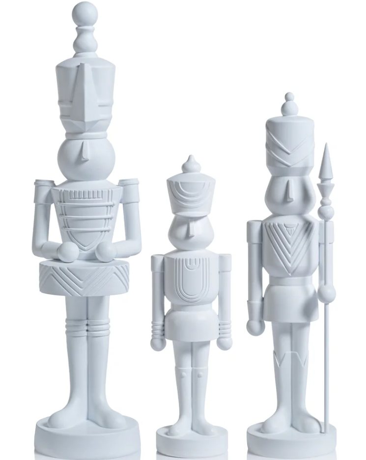 Matte White Three Pieces Assorted Resin Soldiers