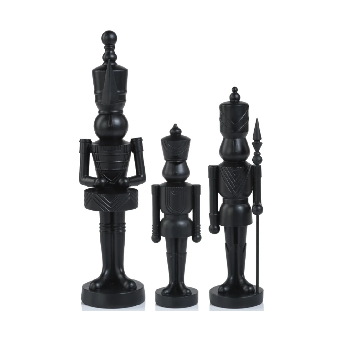 Matte Black Three Pieces Assorted Resin Soldiers