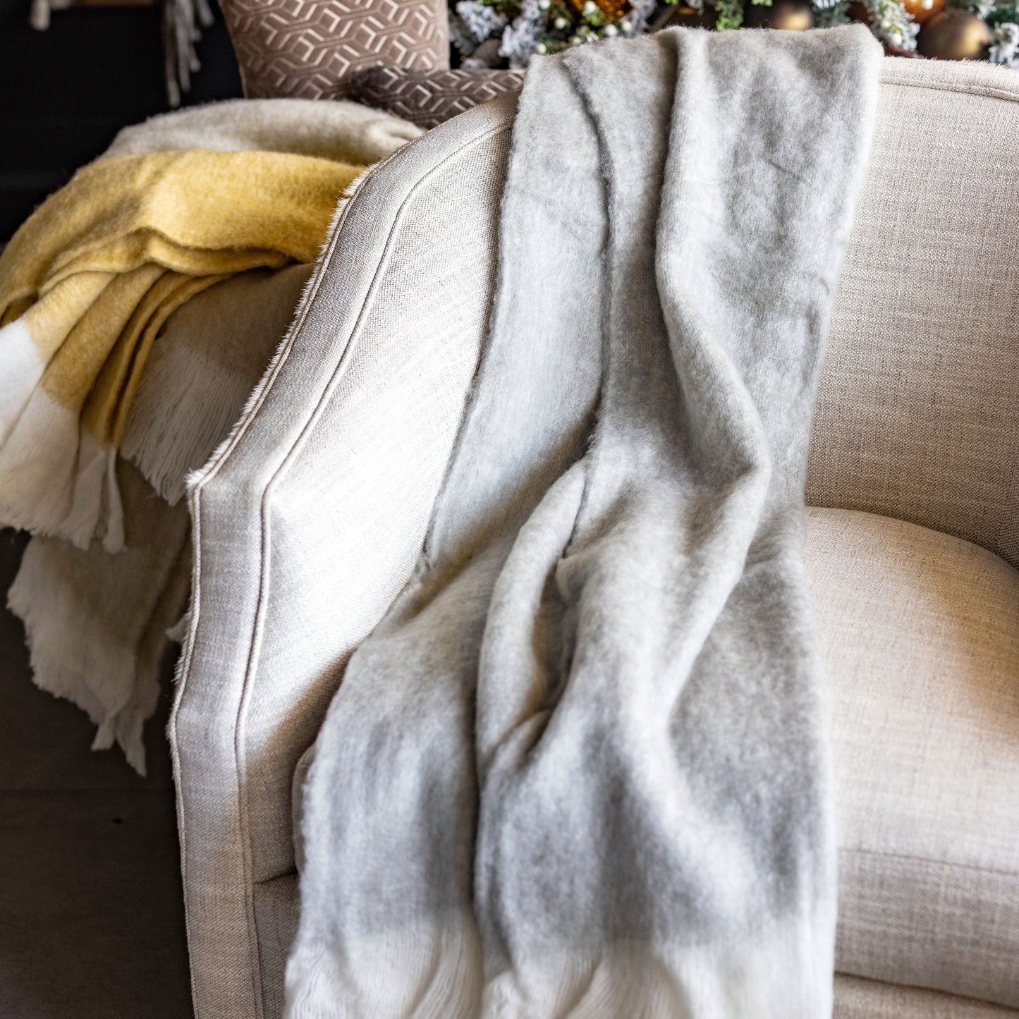 Grey Mohair Throw