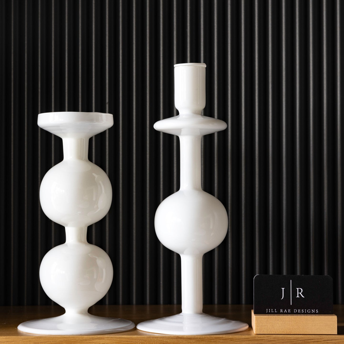 White Recycled Glass Candle Stick Holders